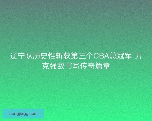 辽宁队历史性斩获第三个CBA总冠军 力克强敌书写传奇篇章