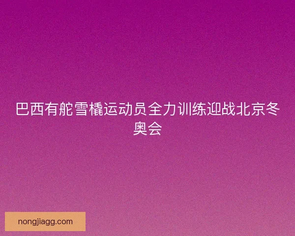 巴西有舵雪橇运动员全力训练迎战北京冬奥会