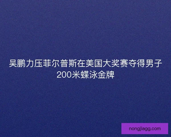 吴鹏力压菲尔普斯在美国大奖赛夺得男子200米蝶泳金牌